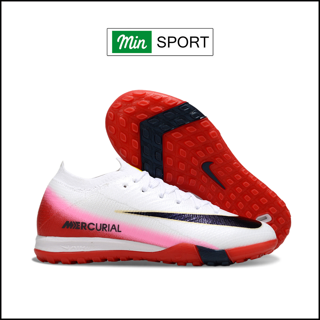 Giày Bóng Đá Trẻ Em Nike Vapor 16 Elite Trắng Đỏ Cổ Lửng HQ TF