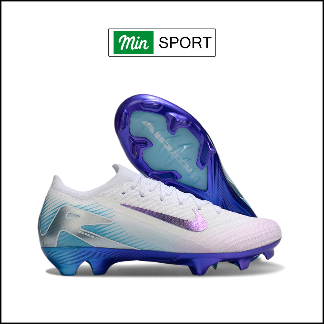 Giày Bóng Đá Nike Mercurial Vapor 16 Elite Trắng Xanh Hologram Cổ Lửng FG
