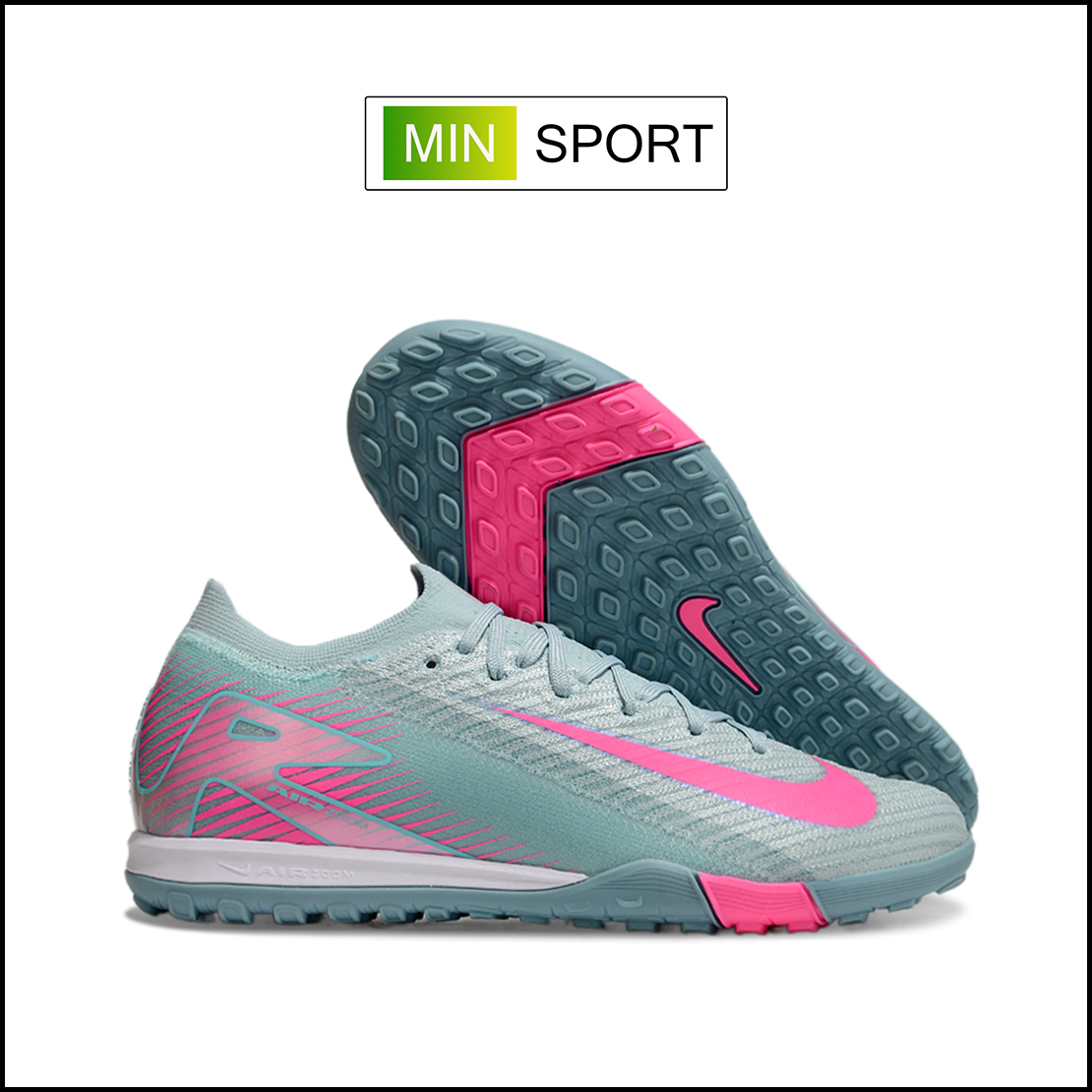 Giày Bóng Đá Nike Mercurial Vapor 16 Elite Xám Vạch Hồng Cổ Lửng HQ TF