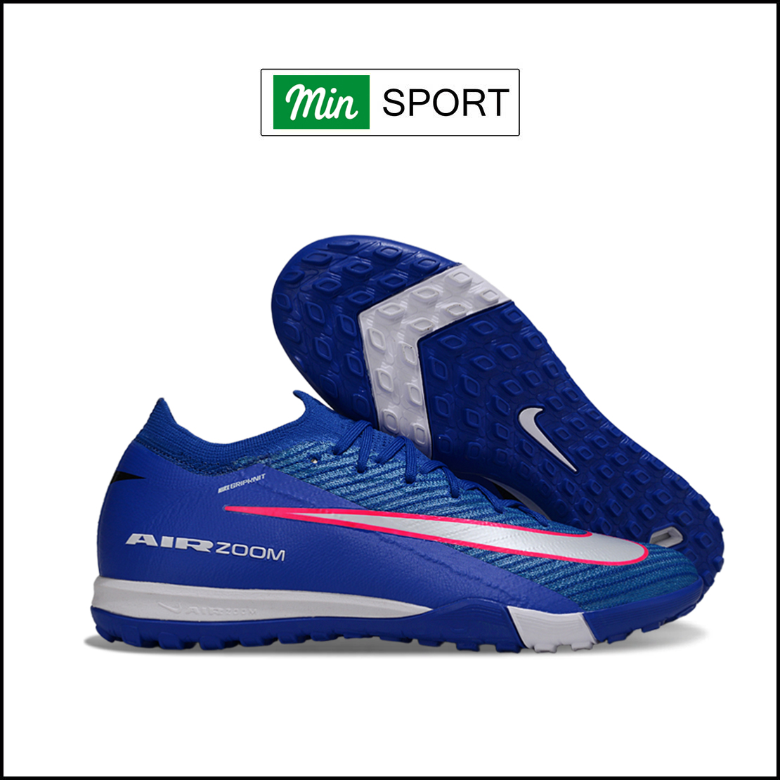 Giày Bóng Đá Trẻ Em Nike Mercurial Vapor 16 Elite Xanh Đậm Vạch Xám Cổ Lửng TF