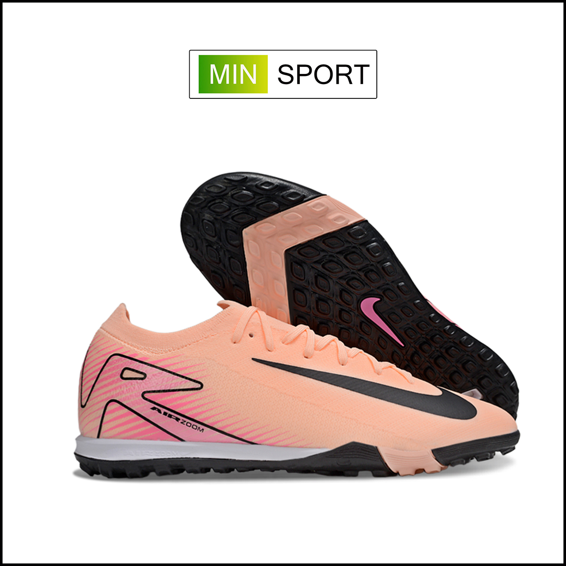 Giày Bóng Đá Nike Mercurial Vapor 16 Pro Cam Hồng Vạch Đen Cổ Lửng HQ TF