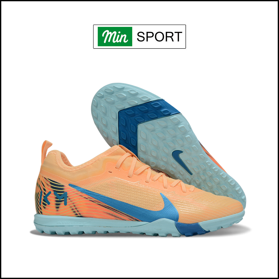 Giày Bóng Đá Nike Mercurial Vapor 16 Pro Mbappe Cam Vạch Xanh Biển HQ TF