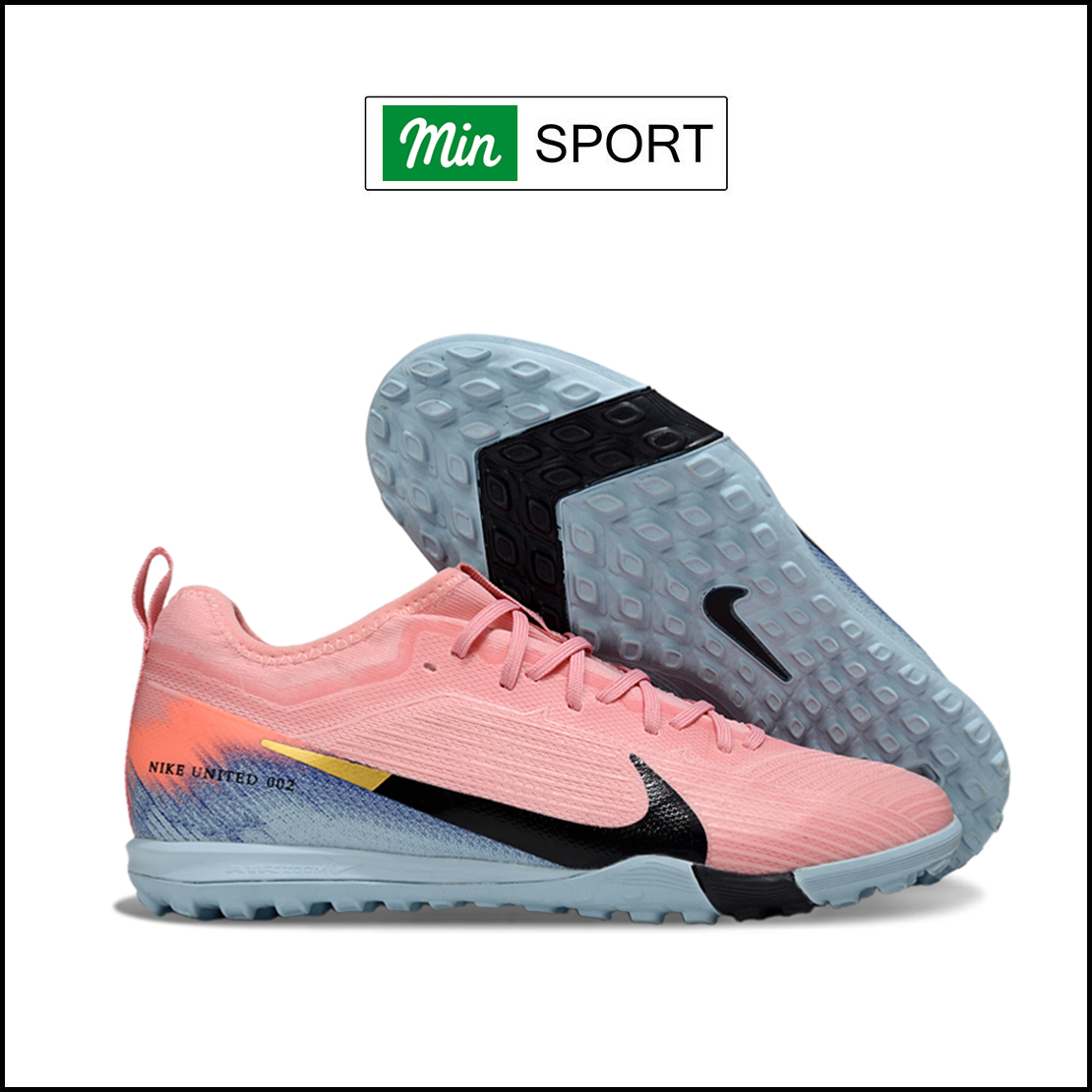 Giày Bóng Đá Nike Mercurial Vapor 16 Pro Hồng Nhạt Vạch Đen Gót Xanh HQ TF