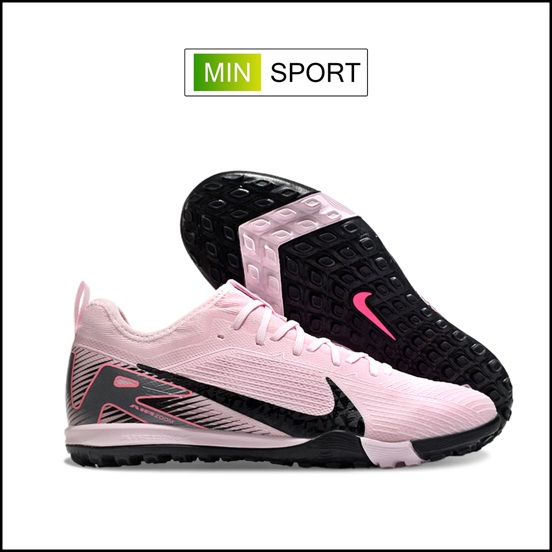 Giày Bóng Đá Nike Mercurial Vapor 16 Pro Hồng Nhạt Vạch Đen Cổ Lửng Cao Cấp TF