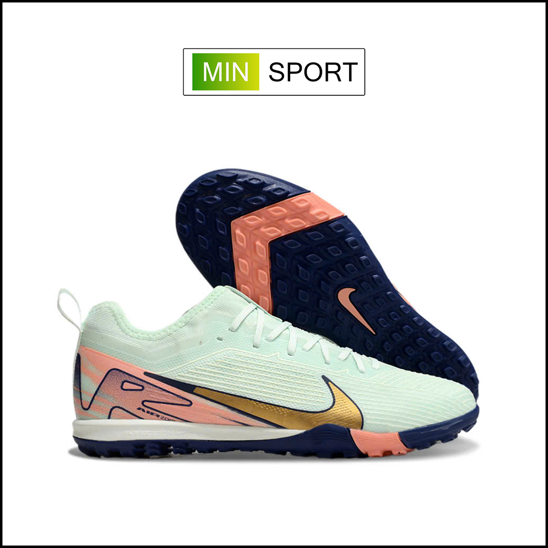 Giày Bóng Đá Nike Mercurial Vapor 16 Pro MDS009 Xanh Vạch Vàng Cổ Lửng Cao Cấp TF