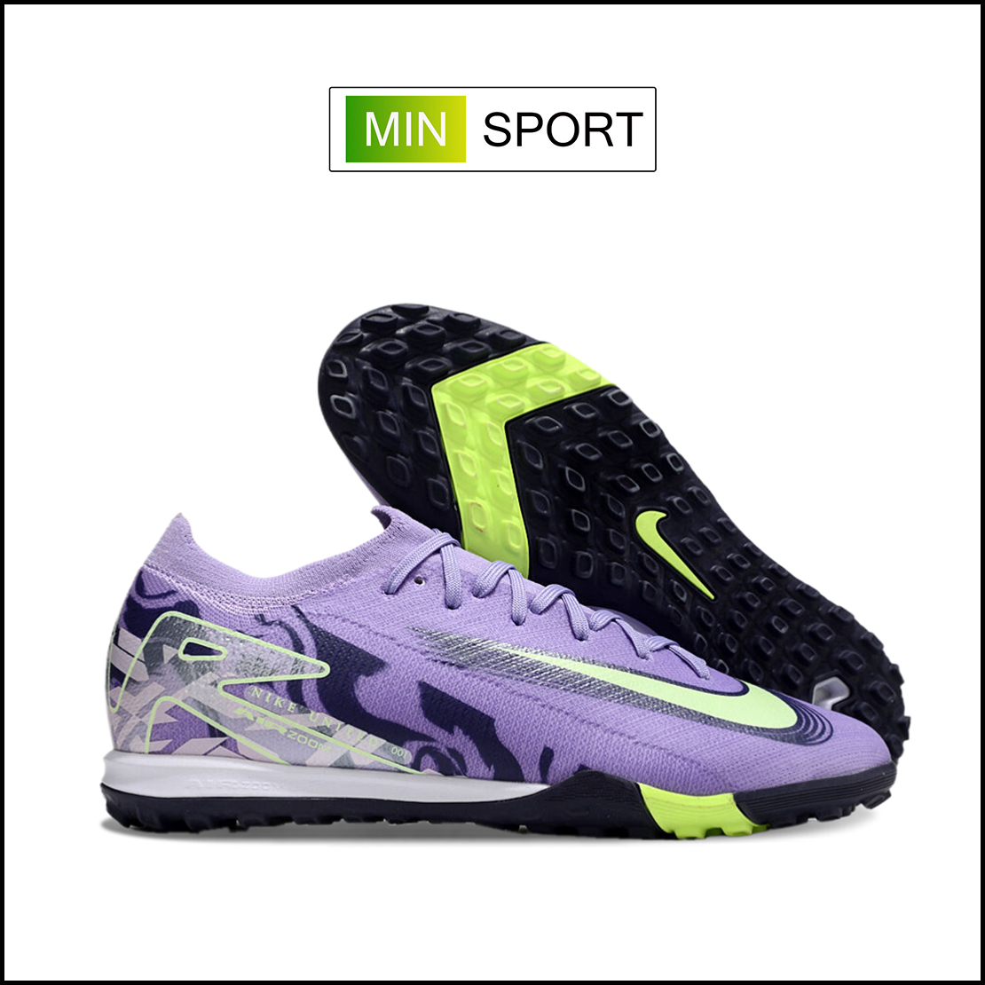 Giày Bóng Đá Nike Mercurial Vapor 16 Pro Tím Vạch Xanh Lá Cổ Lửng HQ TF