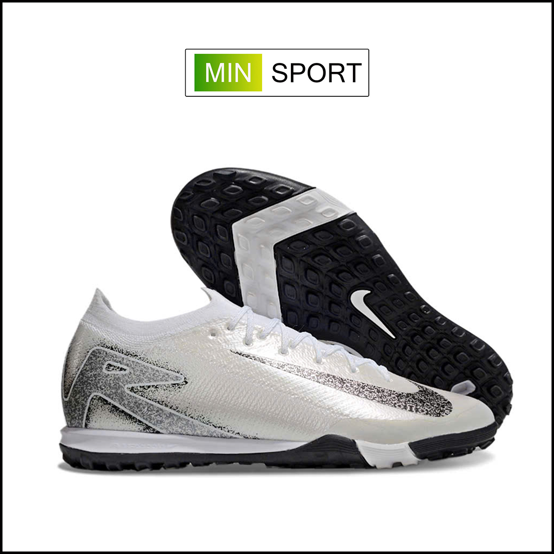 Giày Bóng Đá Nike Mercurial Vapor 16 Pro Xám Vạch Đen Cổ Lửng HQ TF