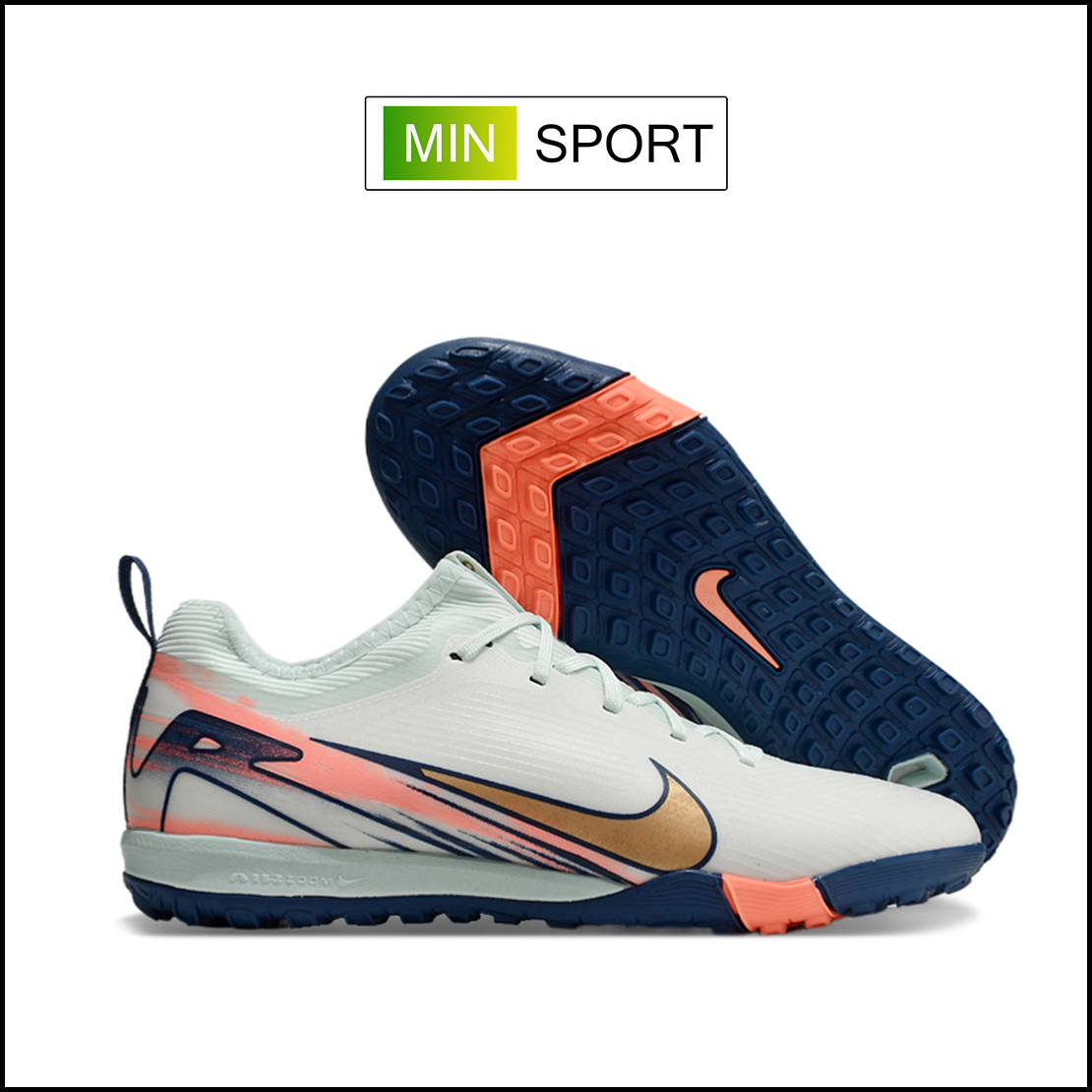 Giày Bóng Đá Nike Mercurial Vapor 16 Pro V2 MDS009 Xám Xanh Cam Cổ Lửng TF