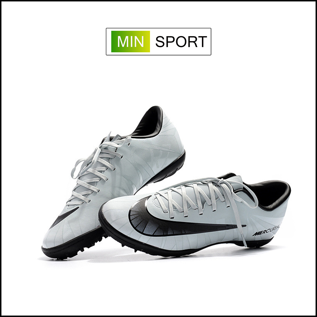 Giày Bóng Đá Mercurial Vic 6 Trắng Xám CR7 TF