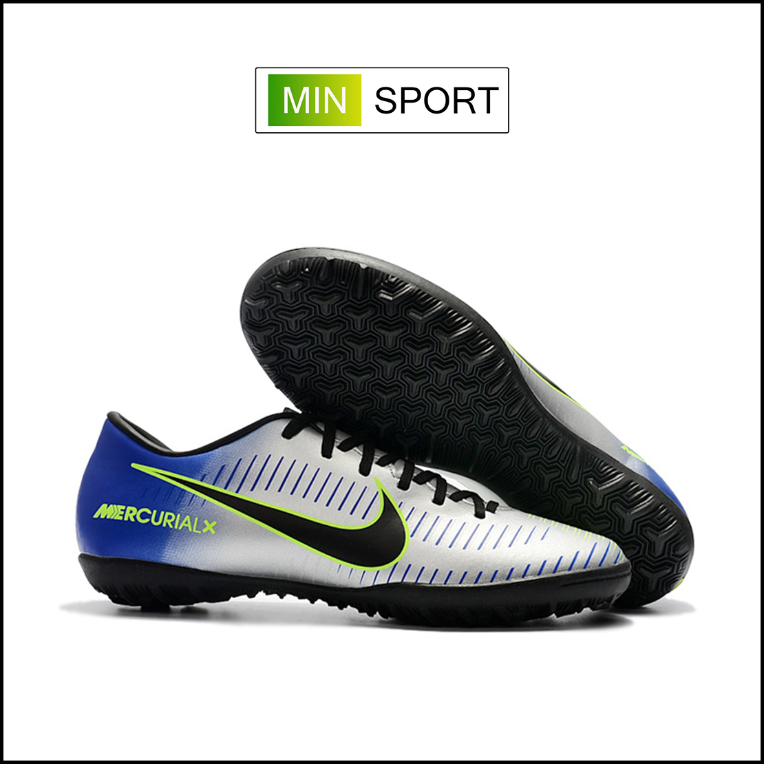 Giày Bóng Đá Nike Mercurial Vic 6 Bạc Gót Xanh dương TF