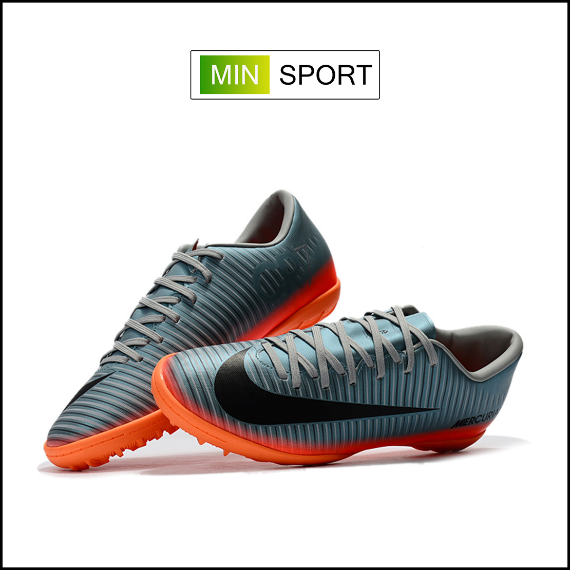 Giày Bóng Đá Mercurial Vic 6 Xám Đế Cam CR7 TF