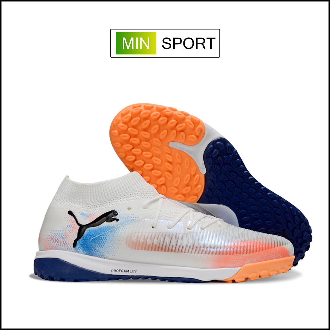 Giày Bóng Đá Puma Future 8 Ultimate Trắng Cam Cổ Cao TF